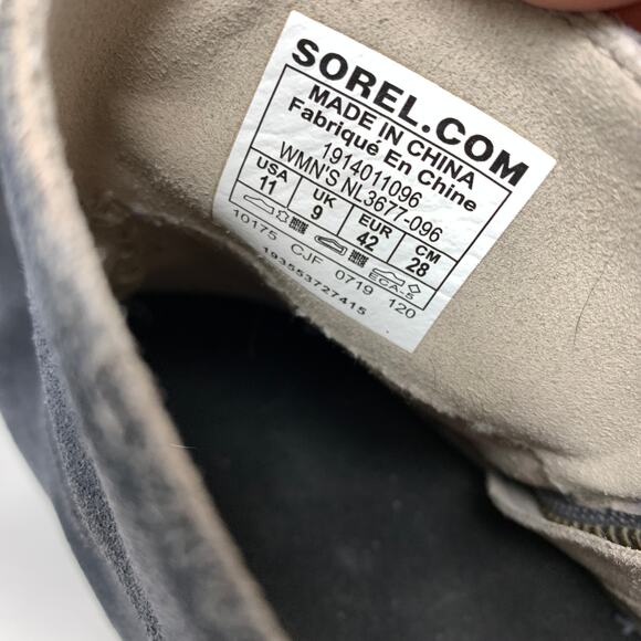 Sorel Joan Of Arctic Wedge Zip Ankle Boots Womens 11 Dark Gray Suede *READ - Picture 6 of 8